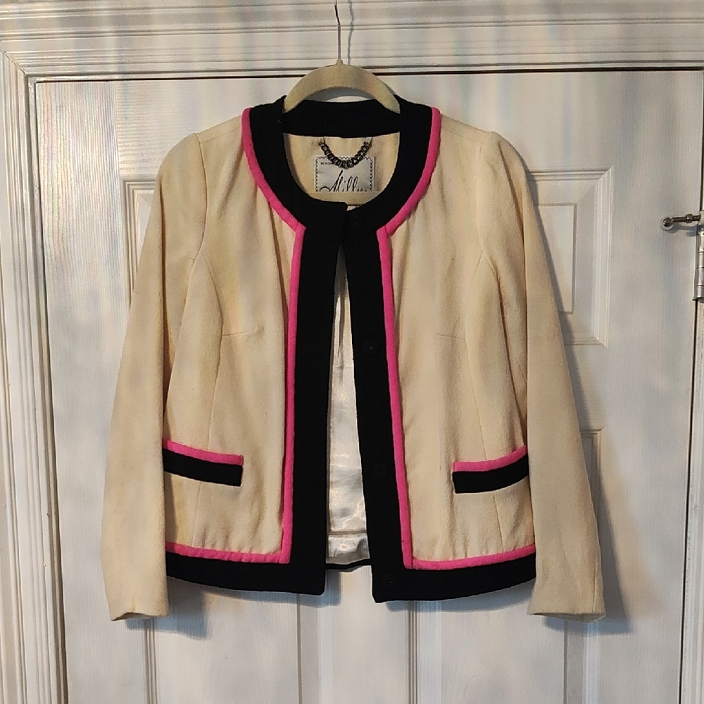 Milly Cream Jacket with Black & Pink Trim